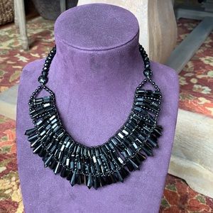 Black Jet statement collar necklace 16”